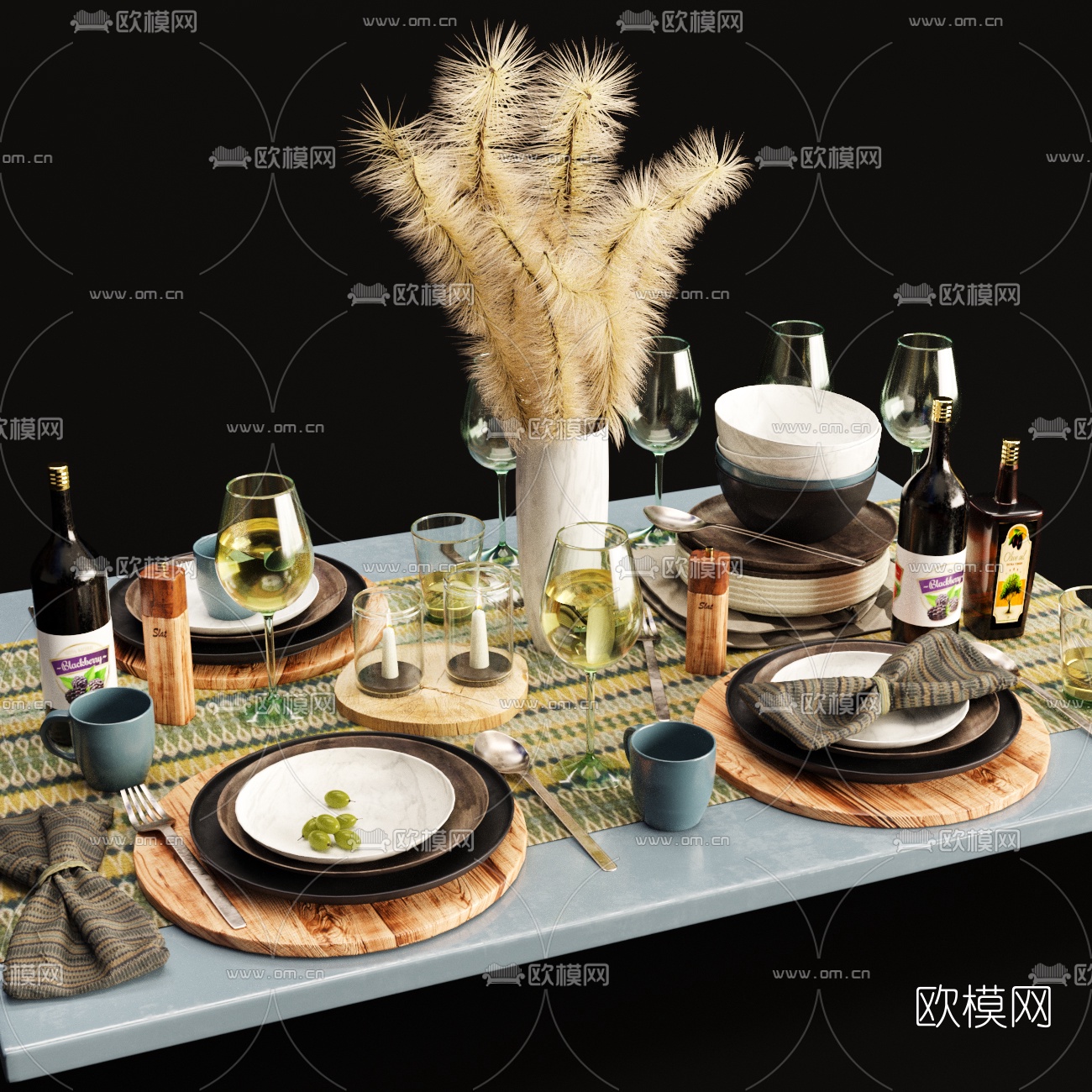 现代刀叉餐具摆件3d模型下载（渲染图1）