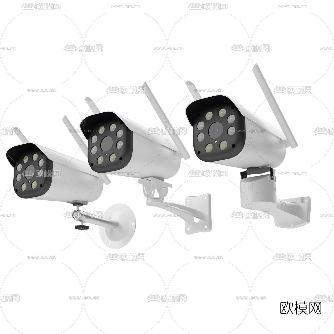 现代摄像头枪机云台支架监控3d模型