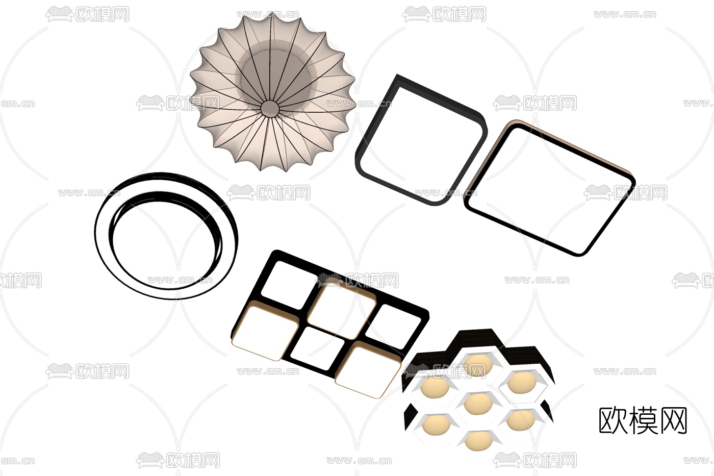 现代吸顶灯免费su模型下载