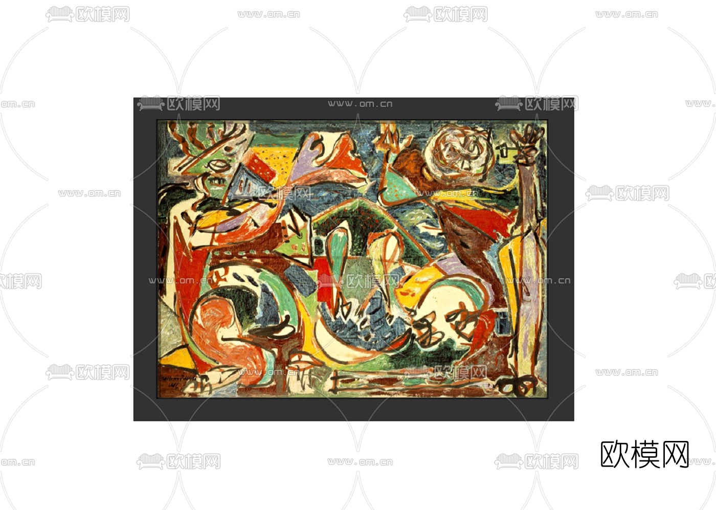 现代挂画相框免费su模型下载