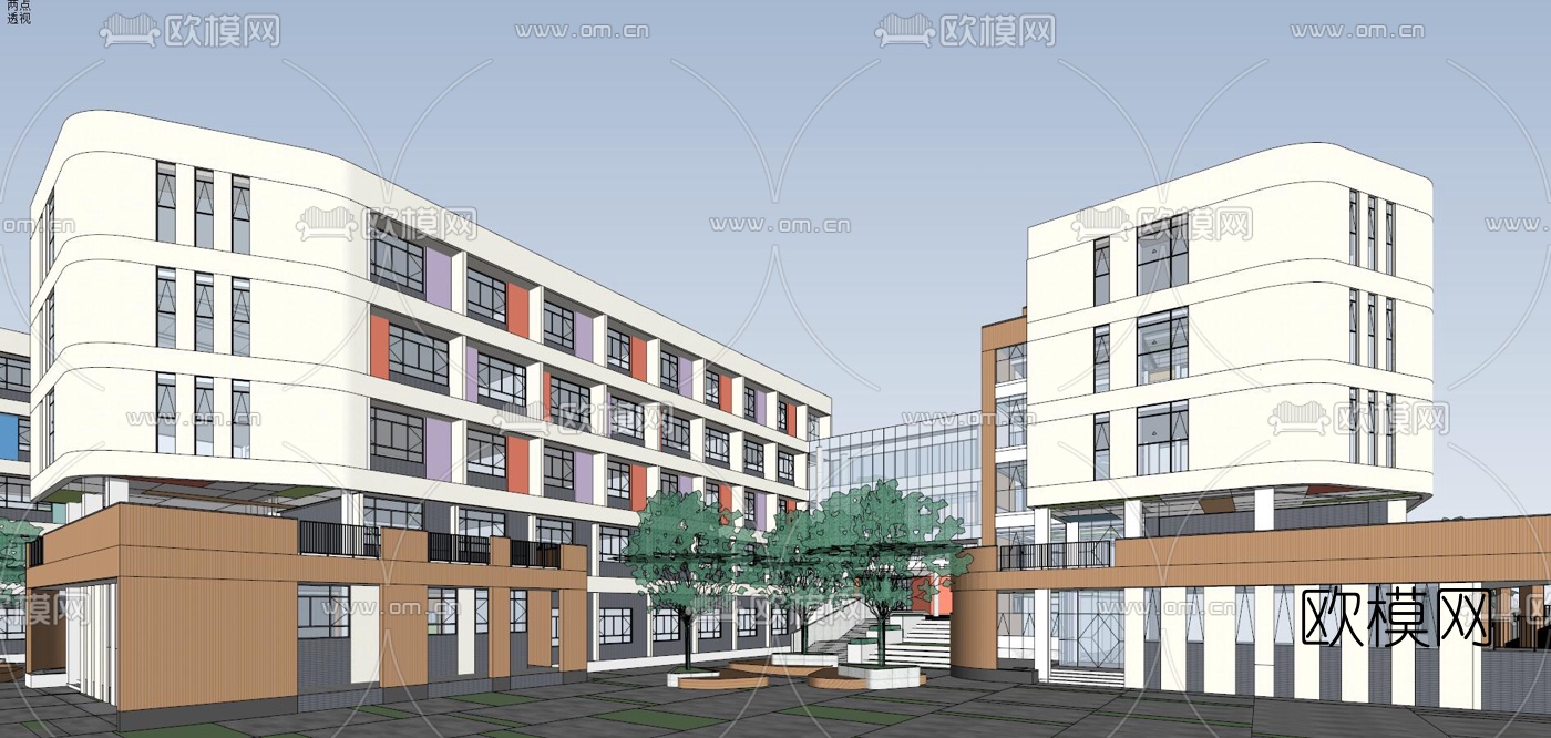 现代学校规划su模型下载（渲染图2）