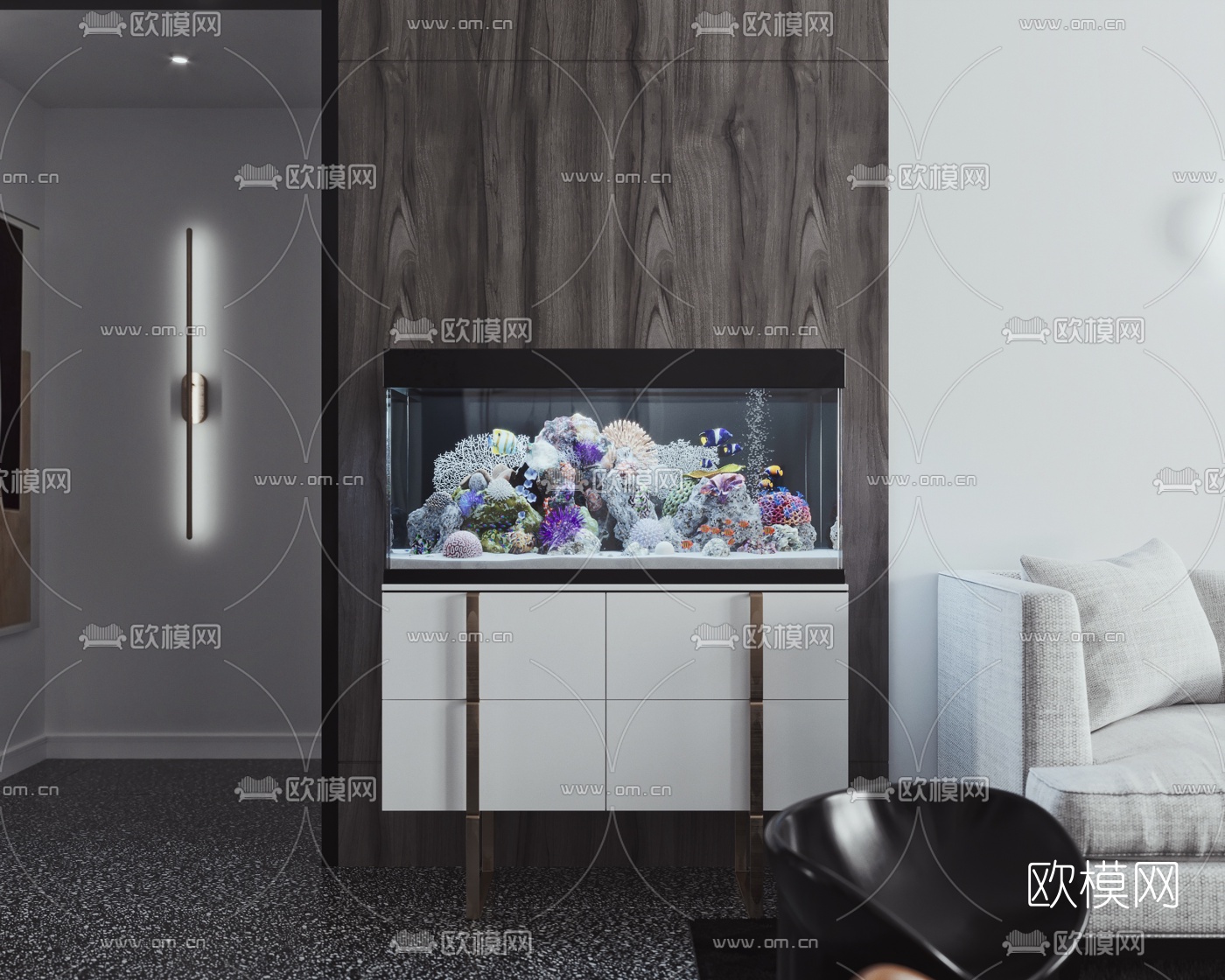 现代客厅餐厅3d模型