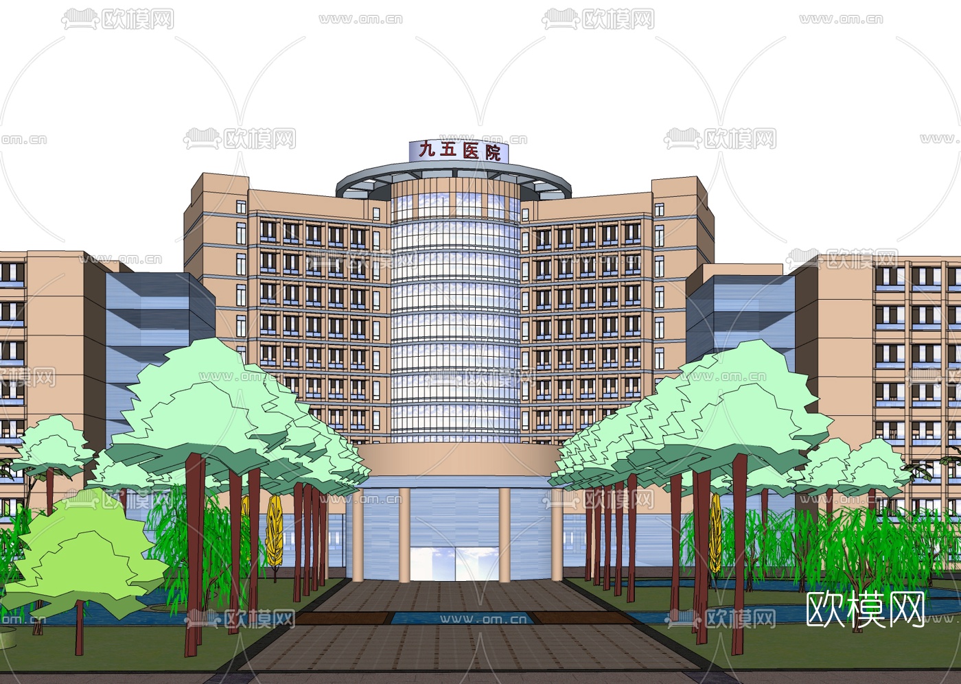 现代医院免费su模型下载