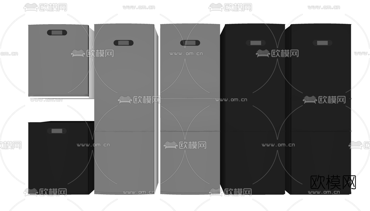 现代电冰箱组合su模型下载