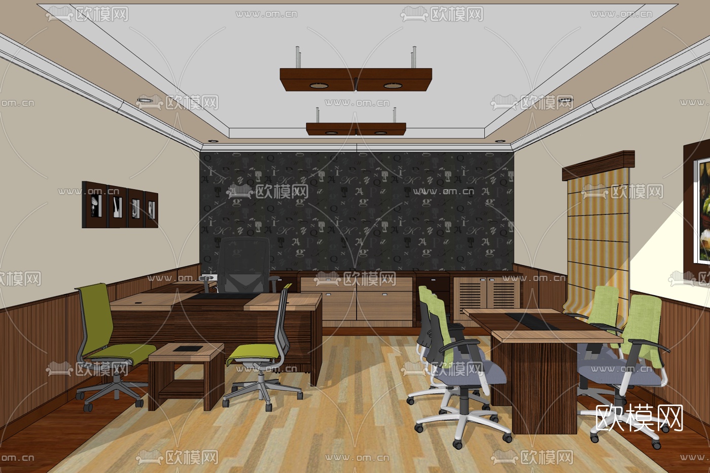 现代办公室免费su模型下载