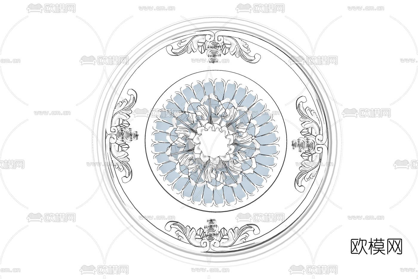 欧式造型吊顶免费su模型下载