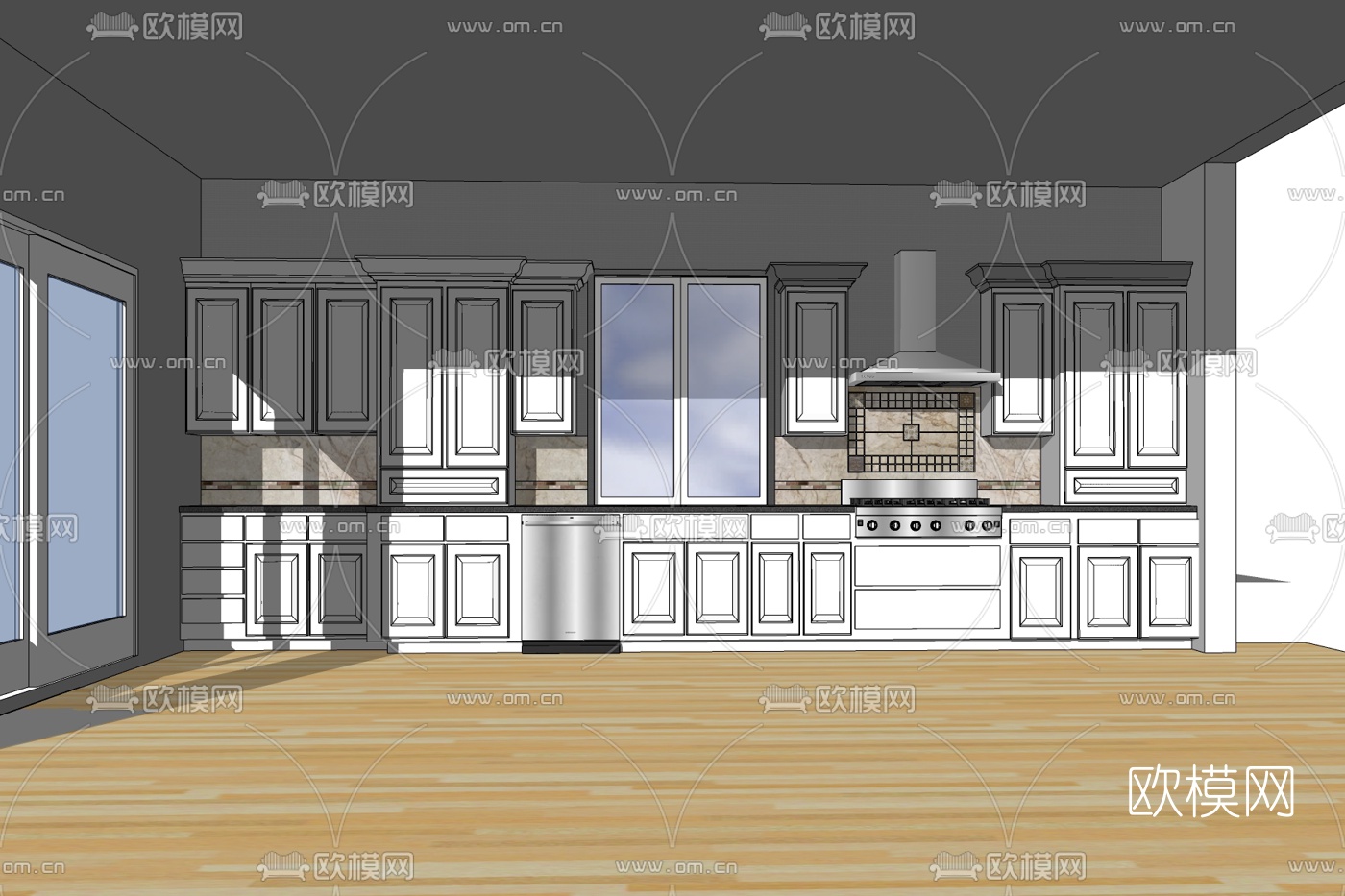 简欧厨房免费su模型下载