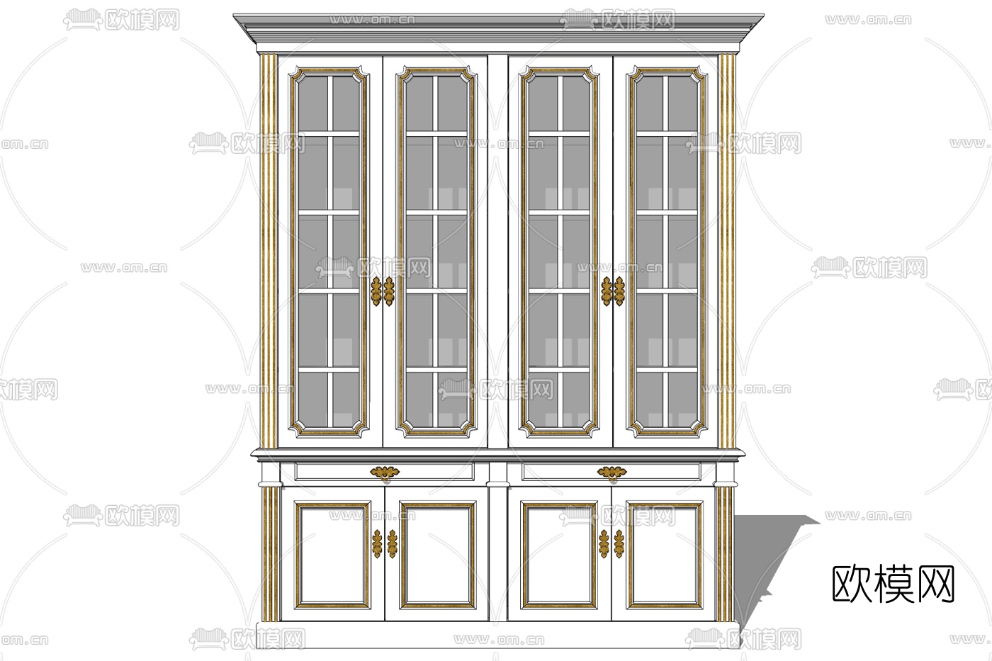 简欧实木装饰柜免费su模型下载