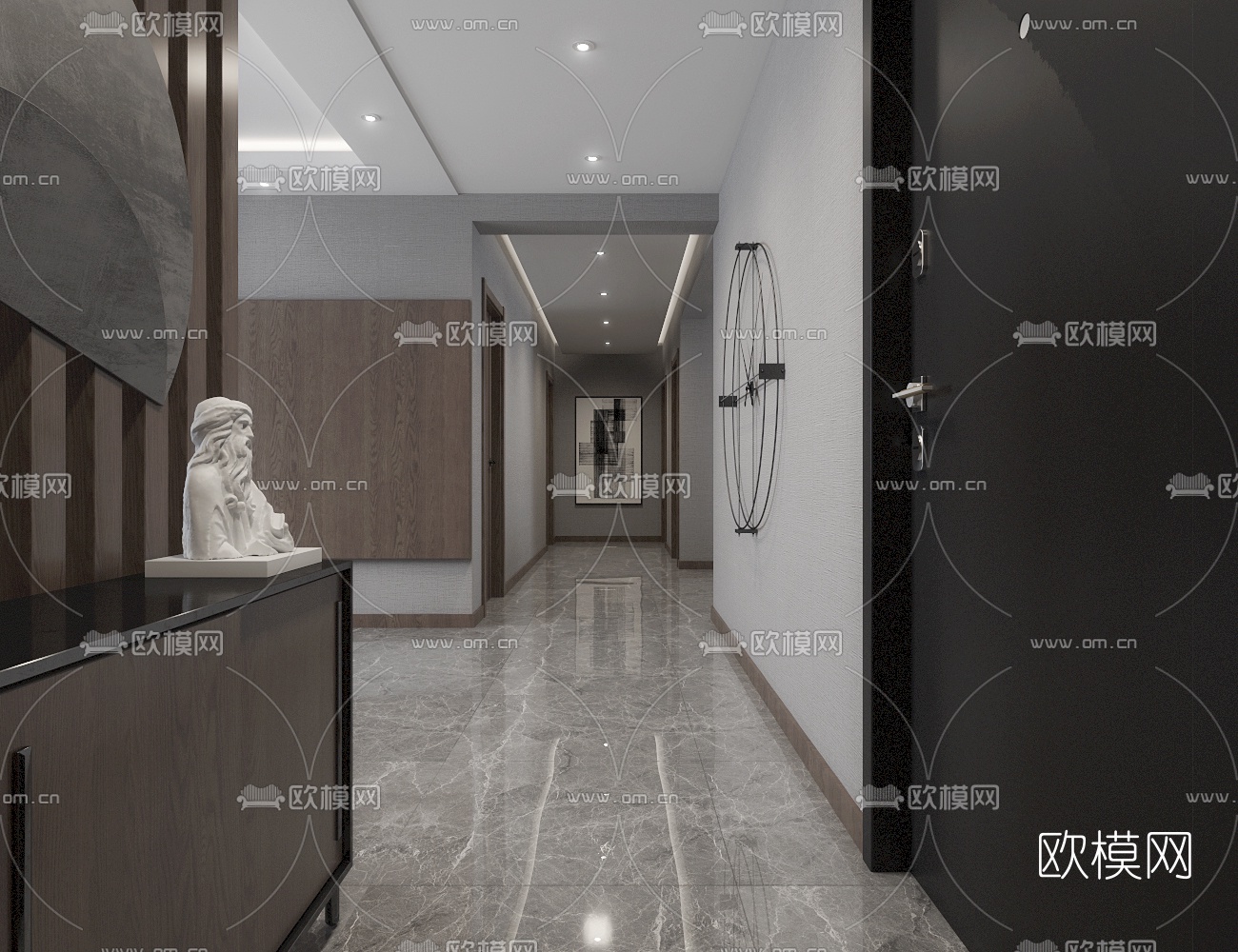 现代客厅餐厅3d模型