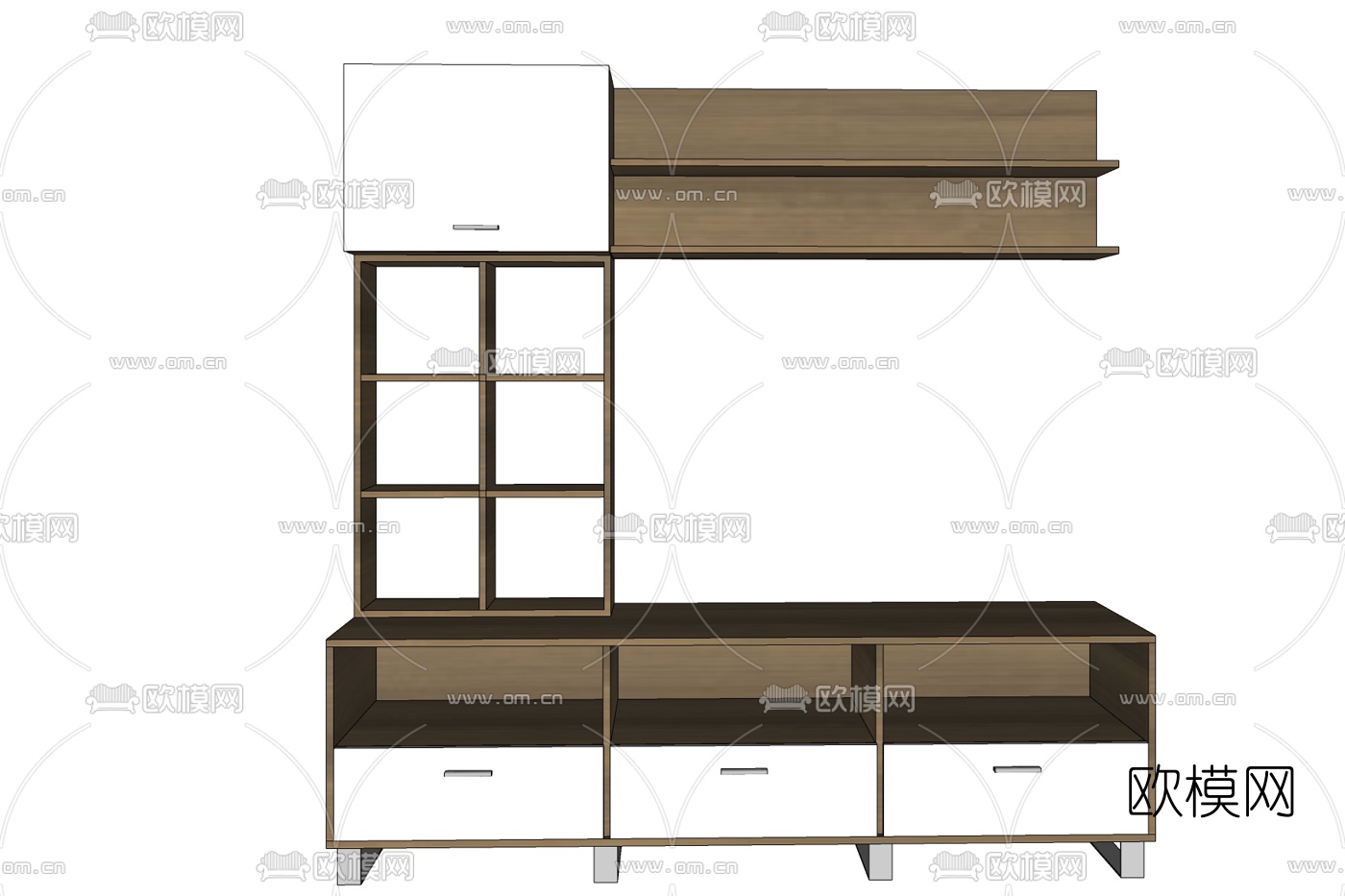 现代实木电视柜免费su模型下载