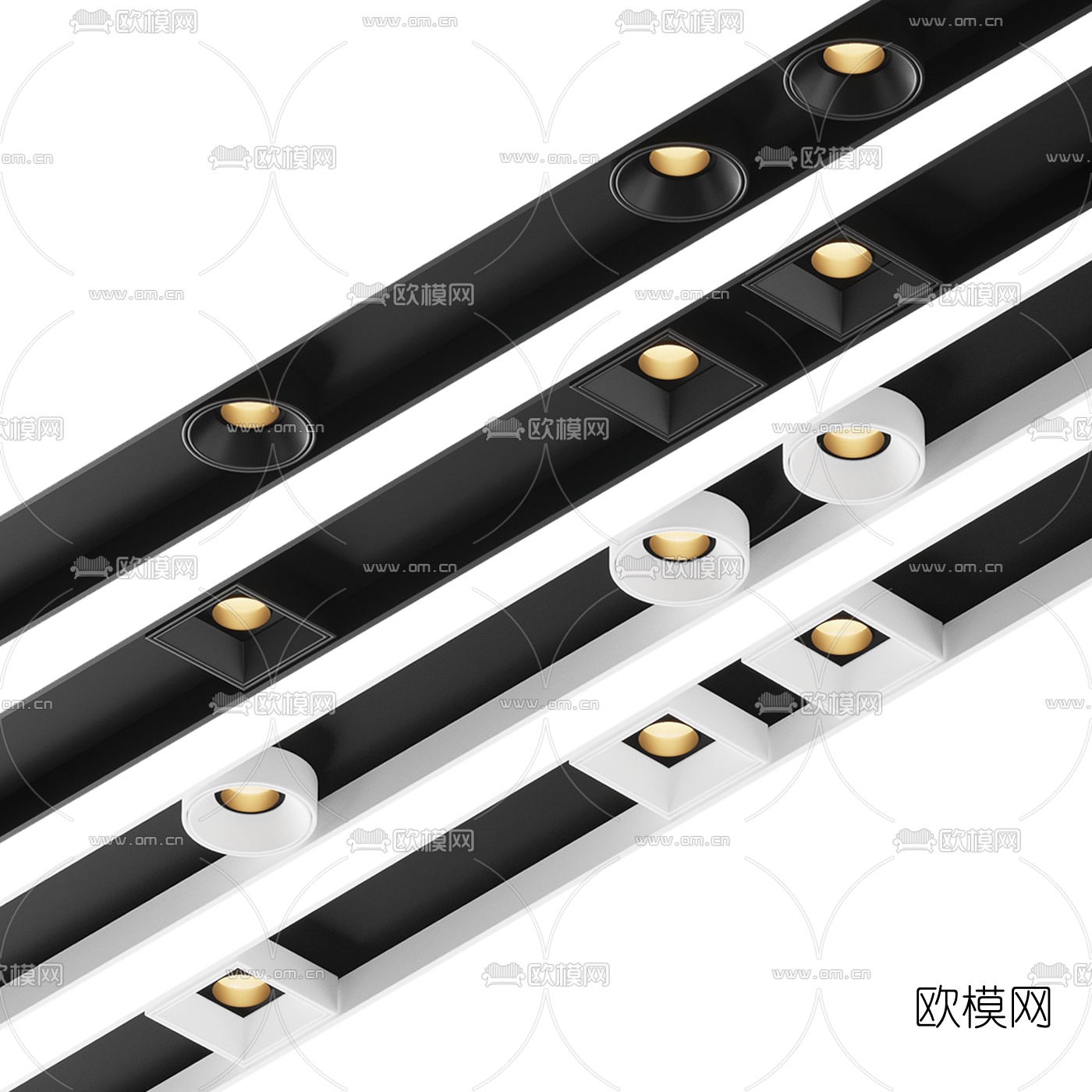 现代轨道筒灯射灯3d模型
