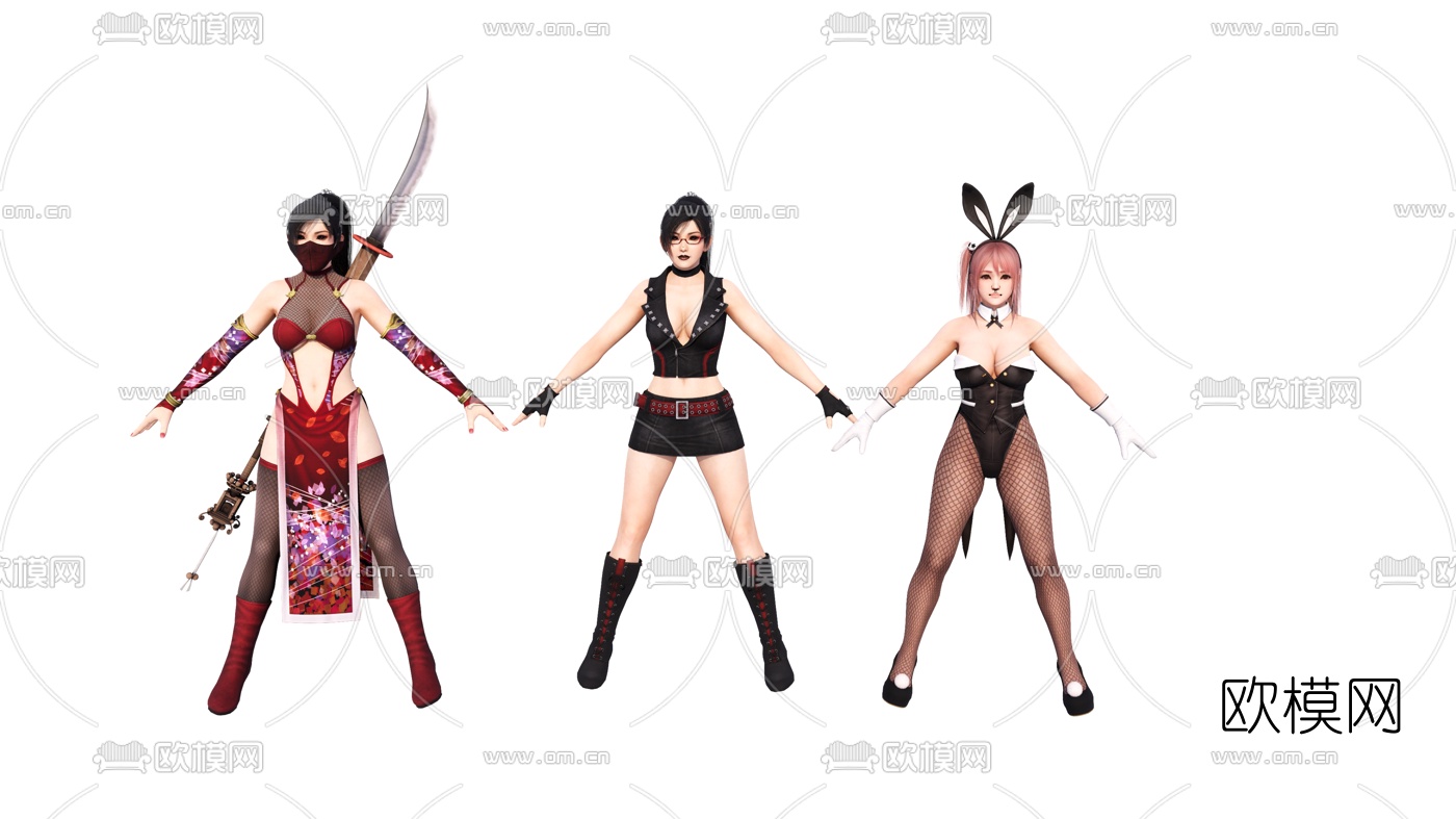 现代女性游戏人物su模型下载（渲染图1）