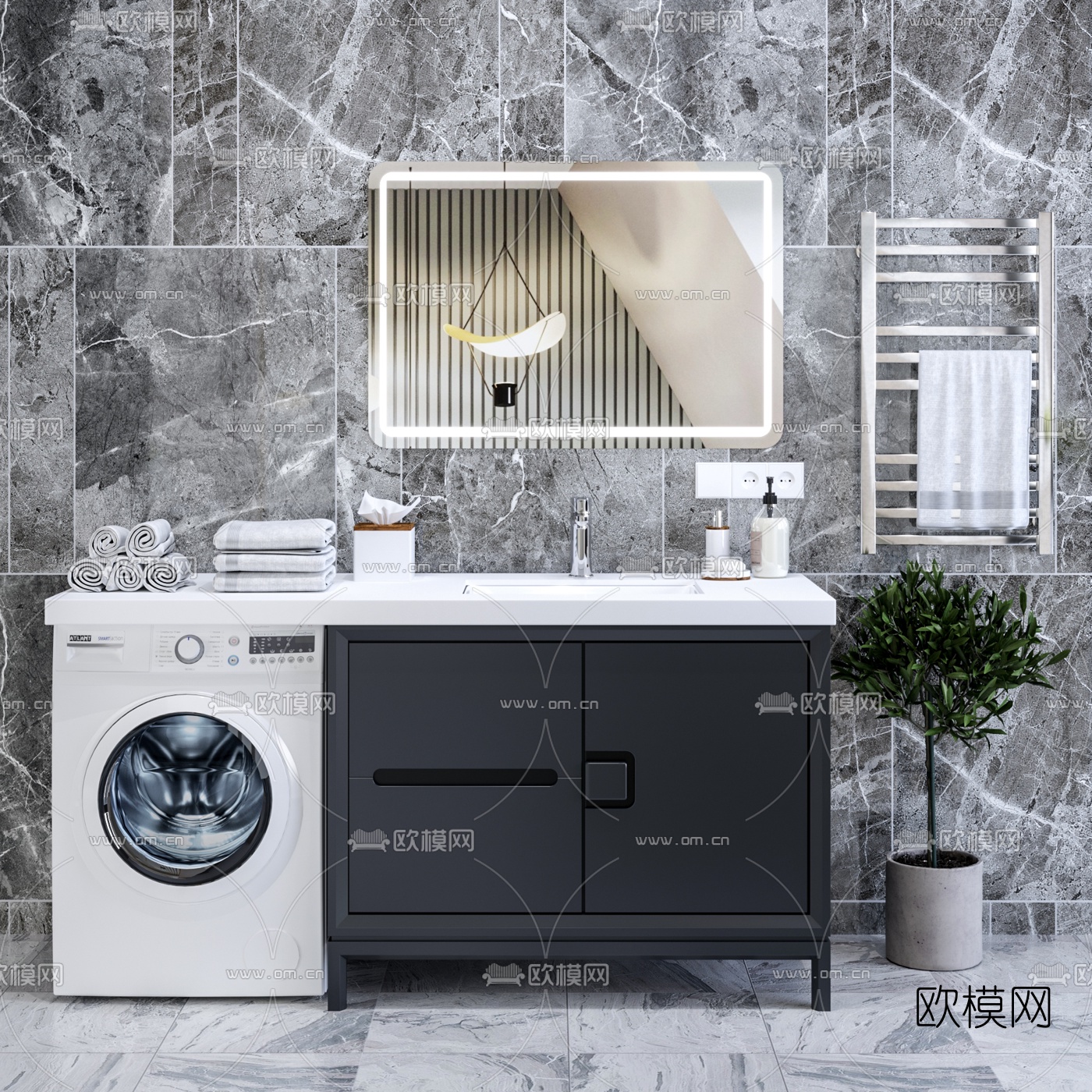 现代浴室柜洗手台3d模型