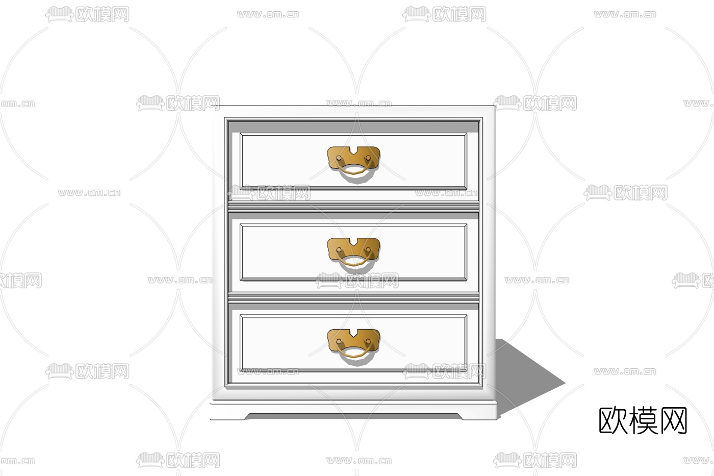 欧式实木床头柜免费su模型下载