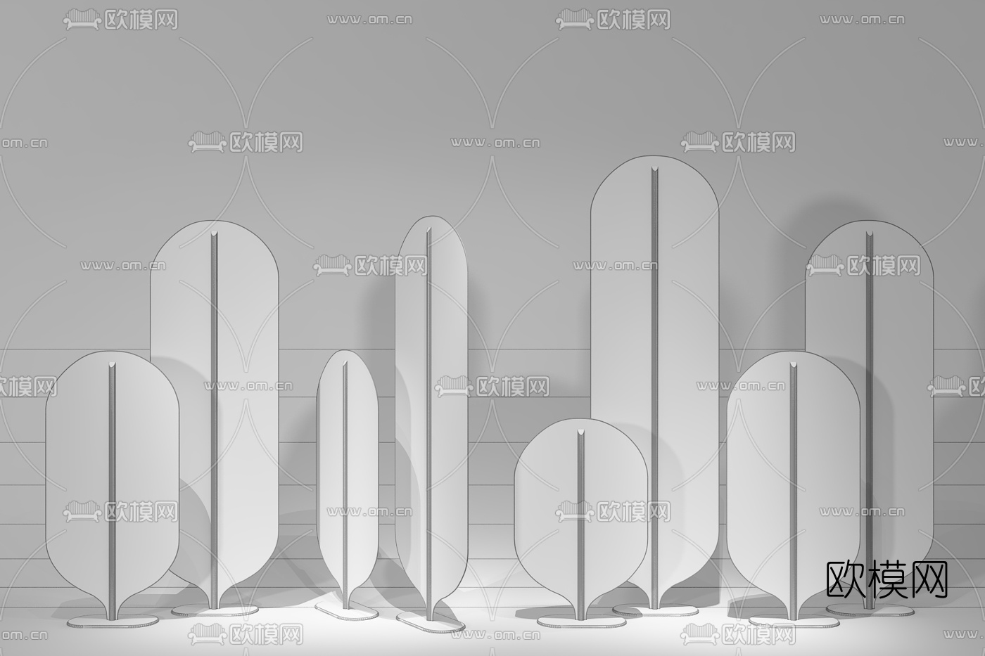 现代扇子屏风隔断3d模型下载（渲染图2）