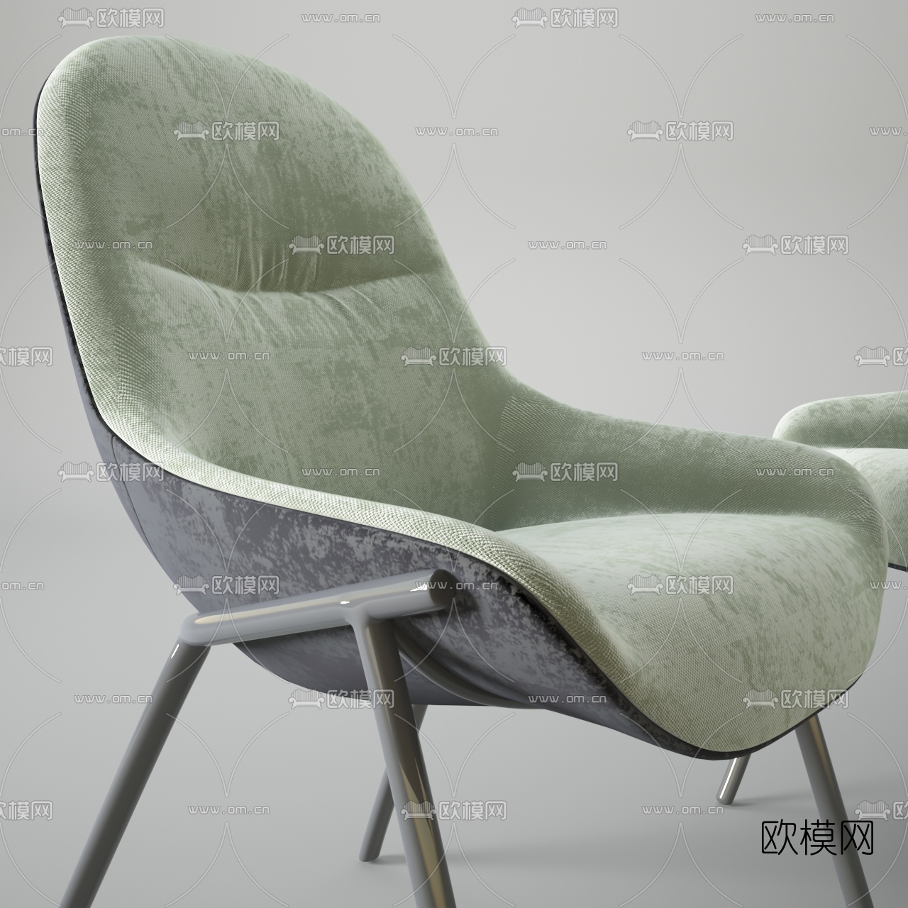 现代绒面休闲椅3d模型