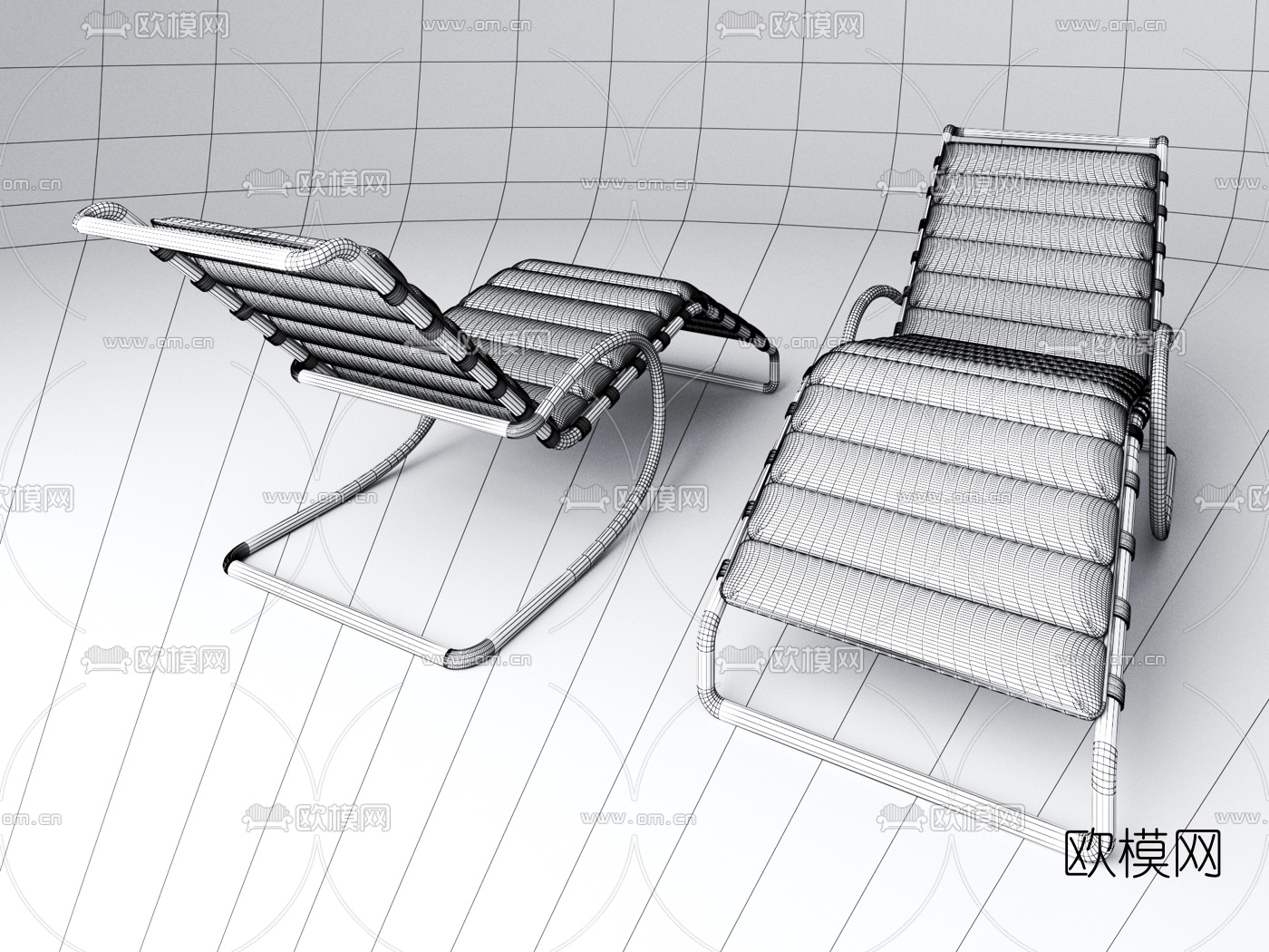 现代布艺躺椅3d模型