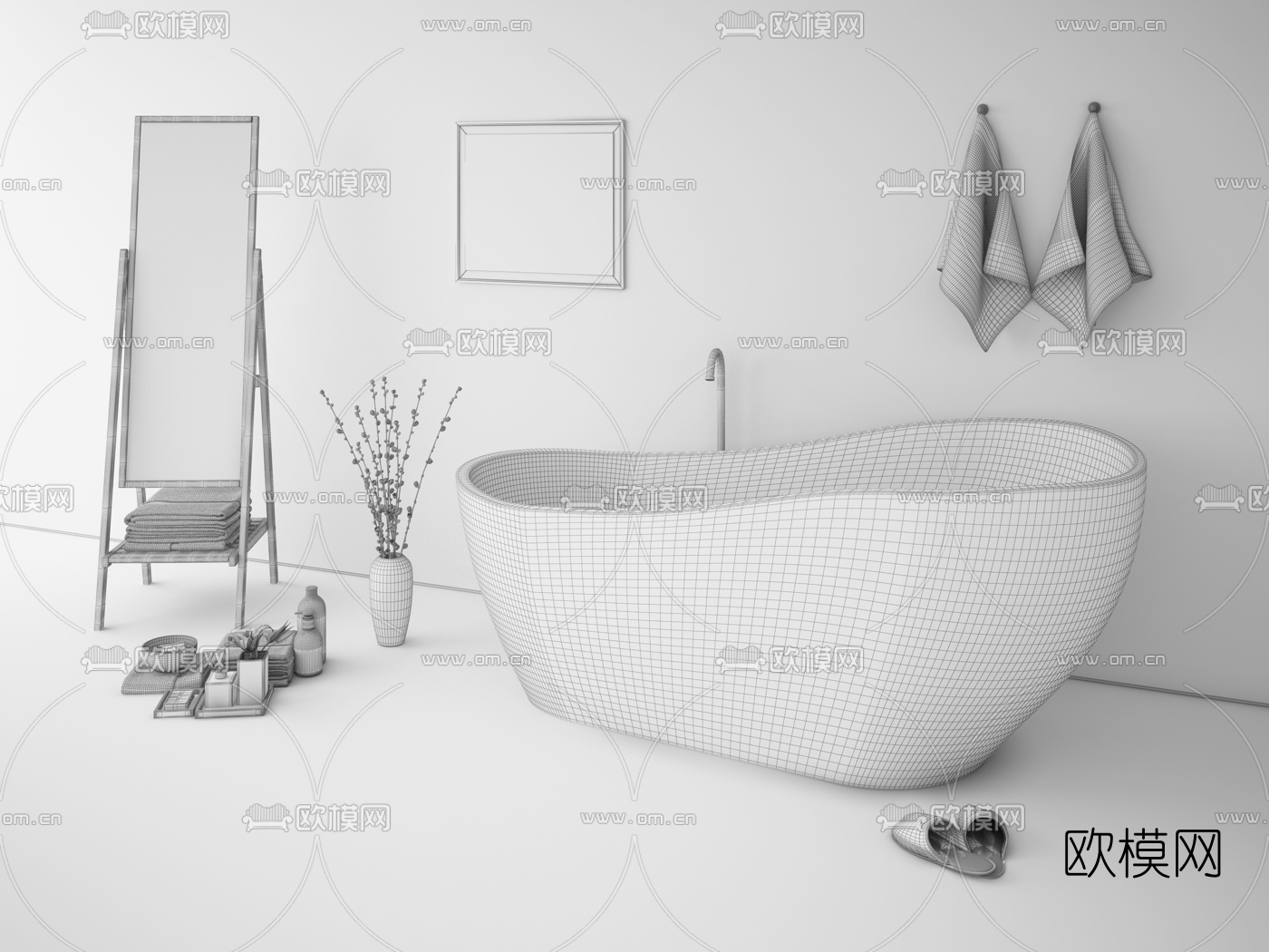现代浴室浴缸组合3d模型下载（渲染图4）
