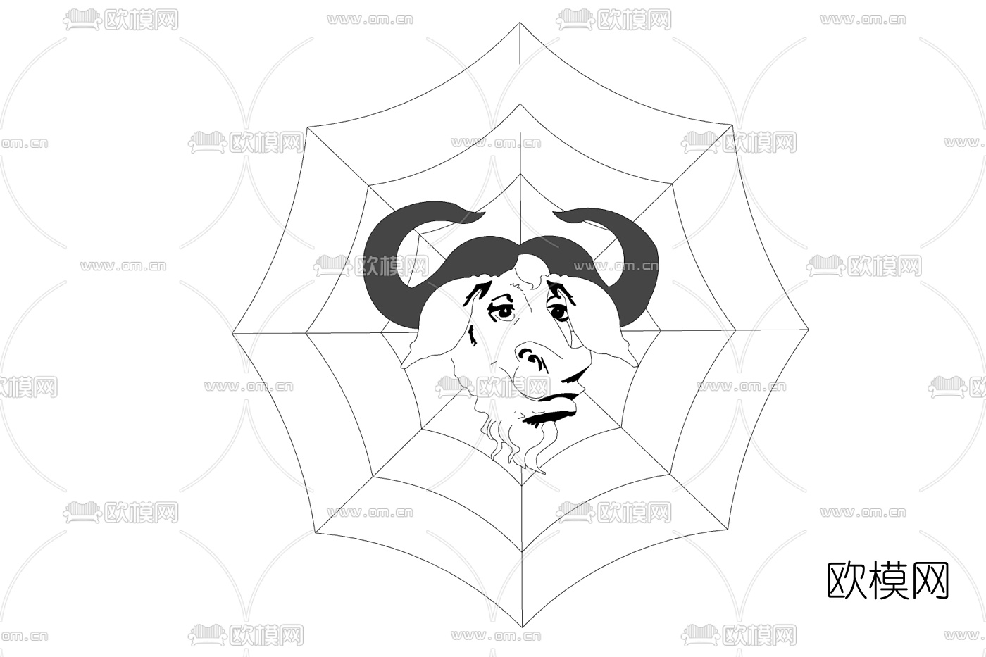 现代牛头挂件免费su模型下载