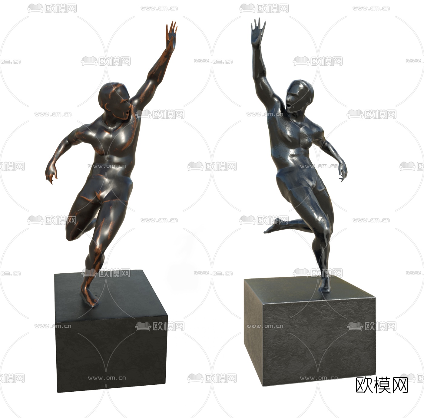 现代运动人物雕塑3d模型