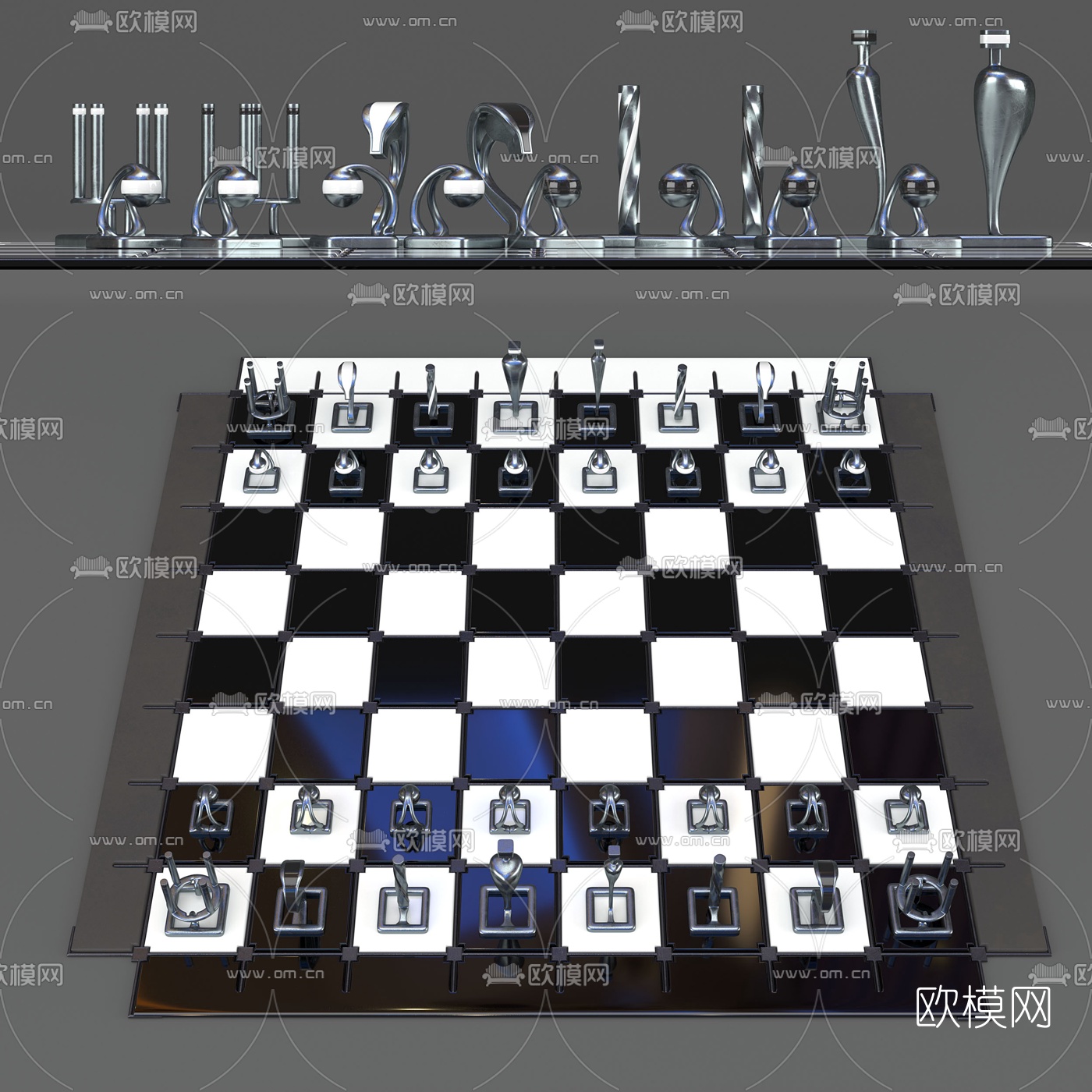 现代国际象棋摆件3d模型