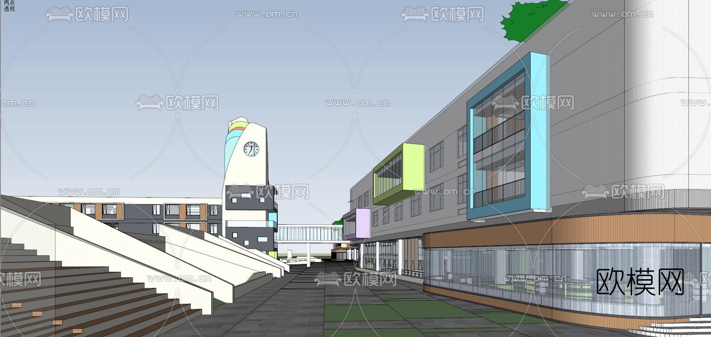 现代学校规划su模型下载（渲染图10）