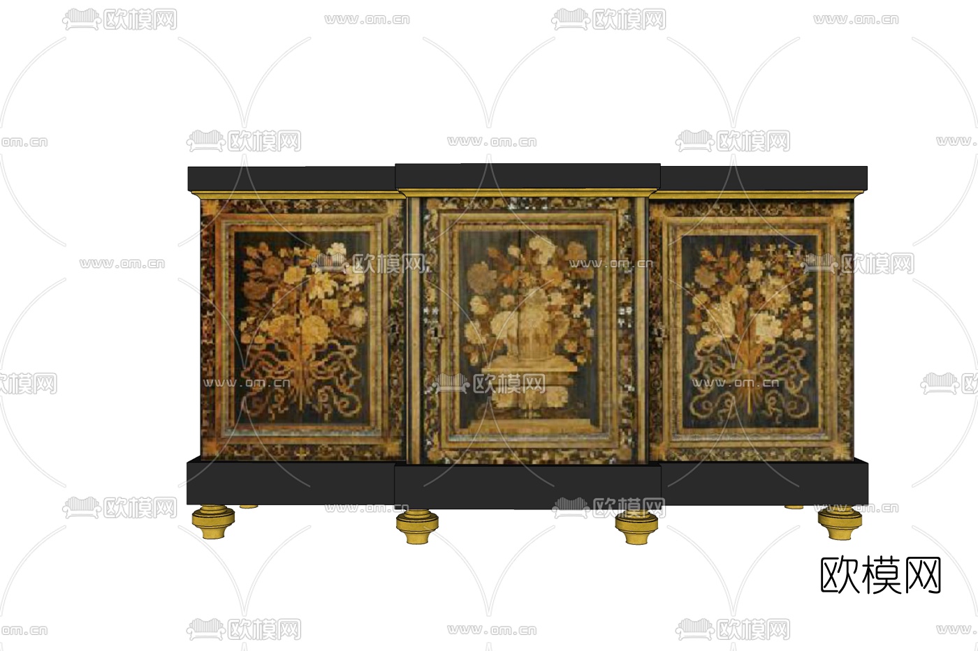 欧式古典边柜免费su模型下载