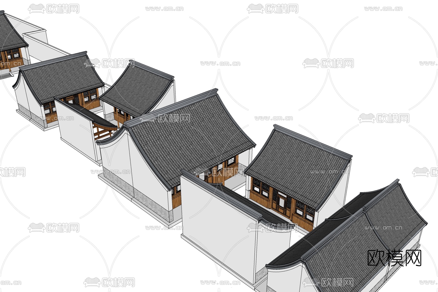 中式古建民房免费su模型下载