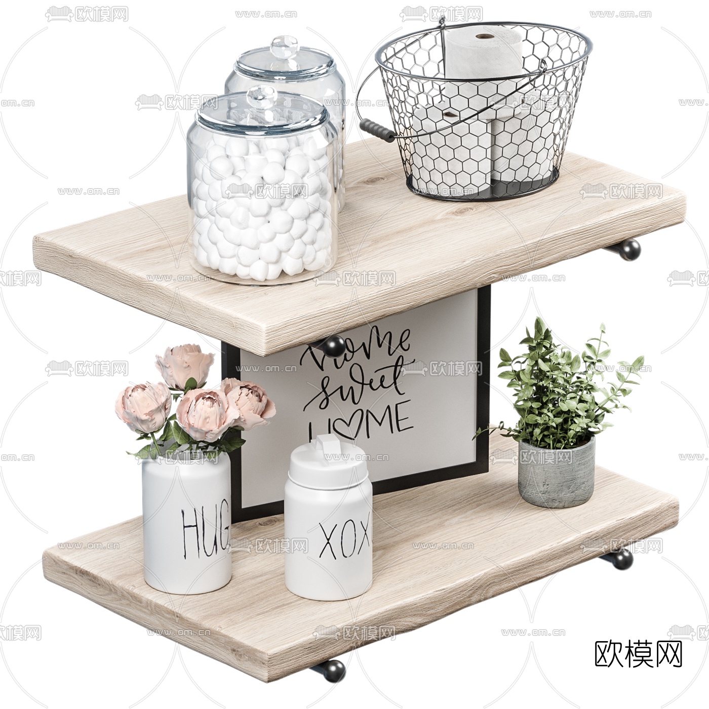 北欧原木壁架搁板3d模型下载（渲染图3）