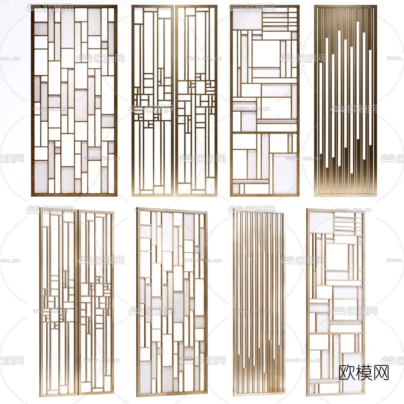 现代金属屏风3d模型下载