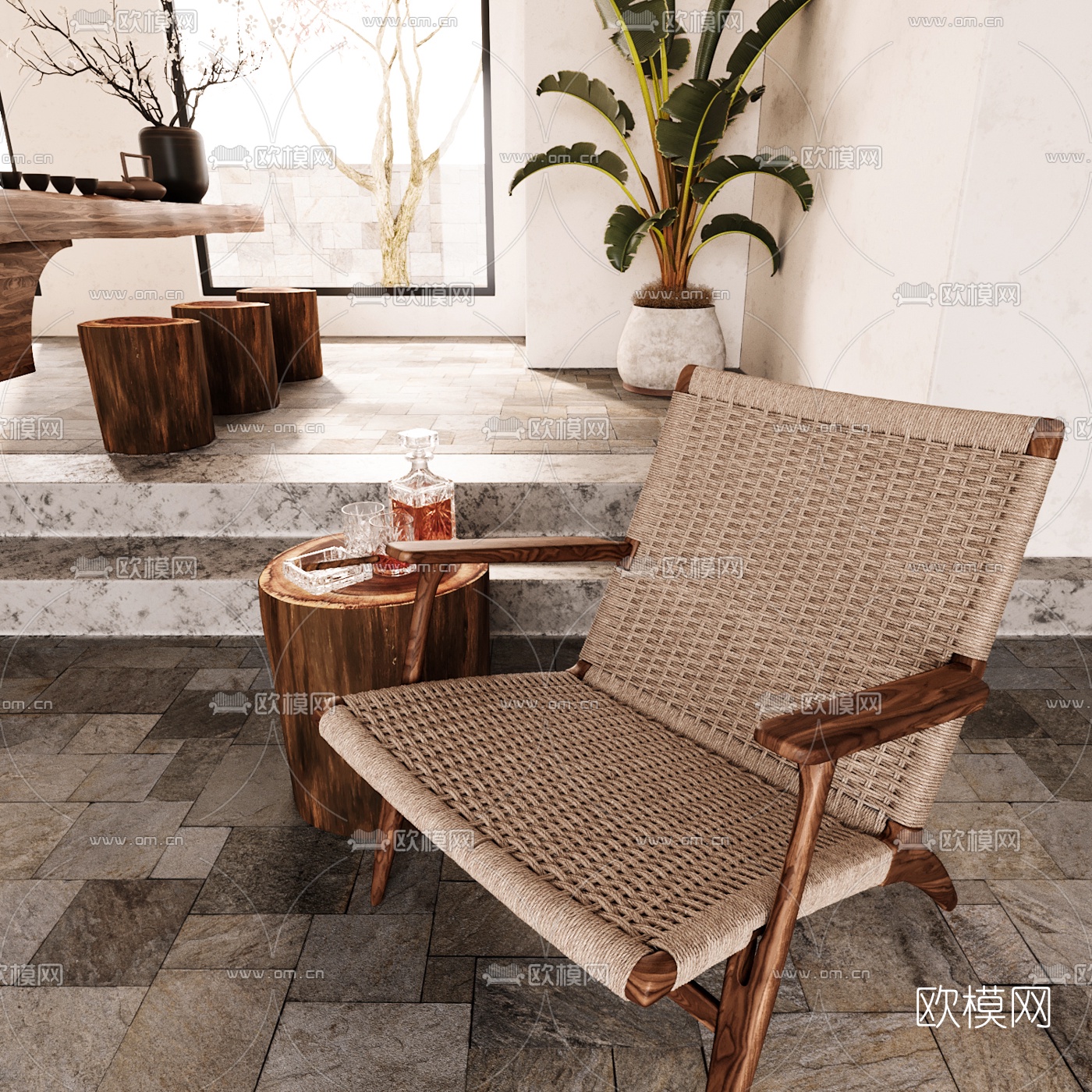 自然风混搭茶室3d模型
