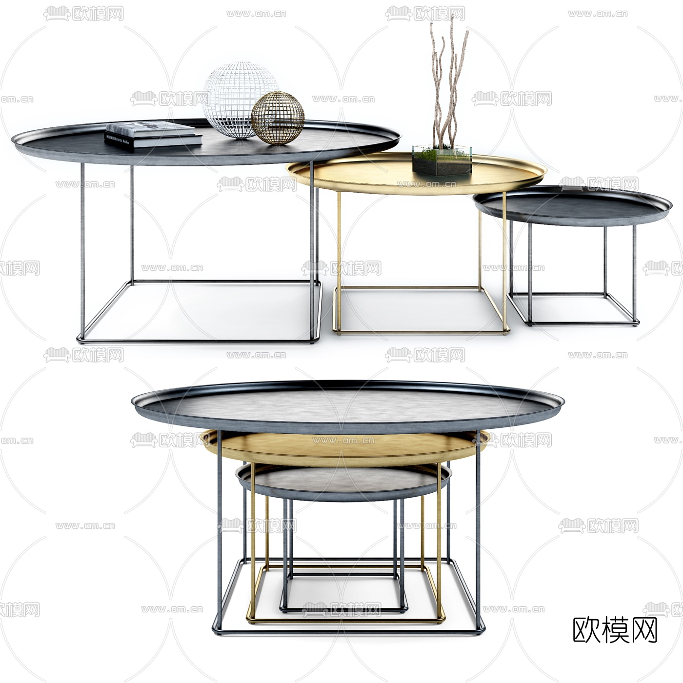 B&B Italia 现代金属圆形茶几3d模型下载