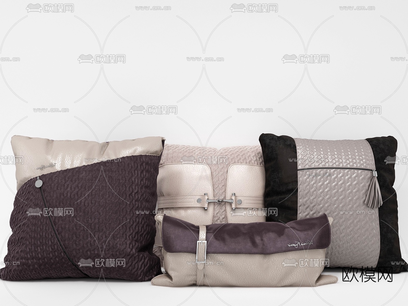 现代布艺抱枕组合3d模型下载（渲染图2）