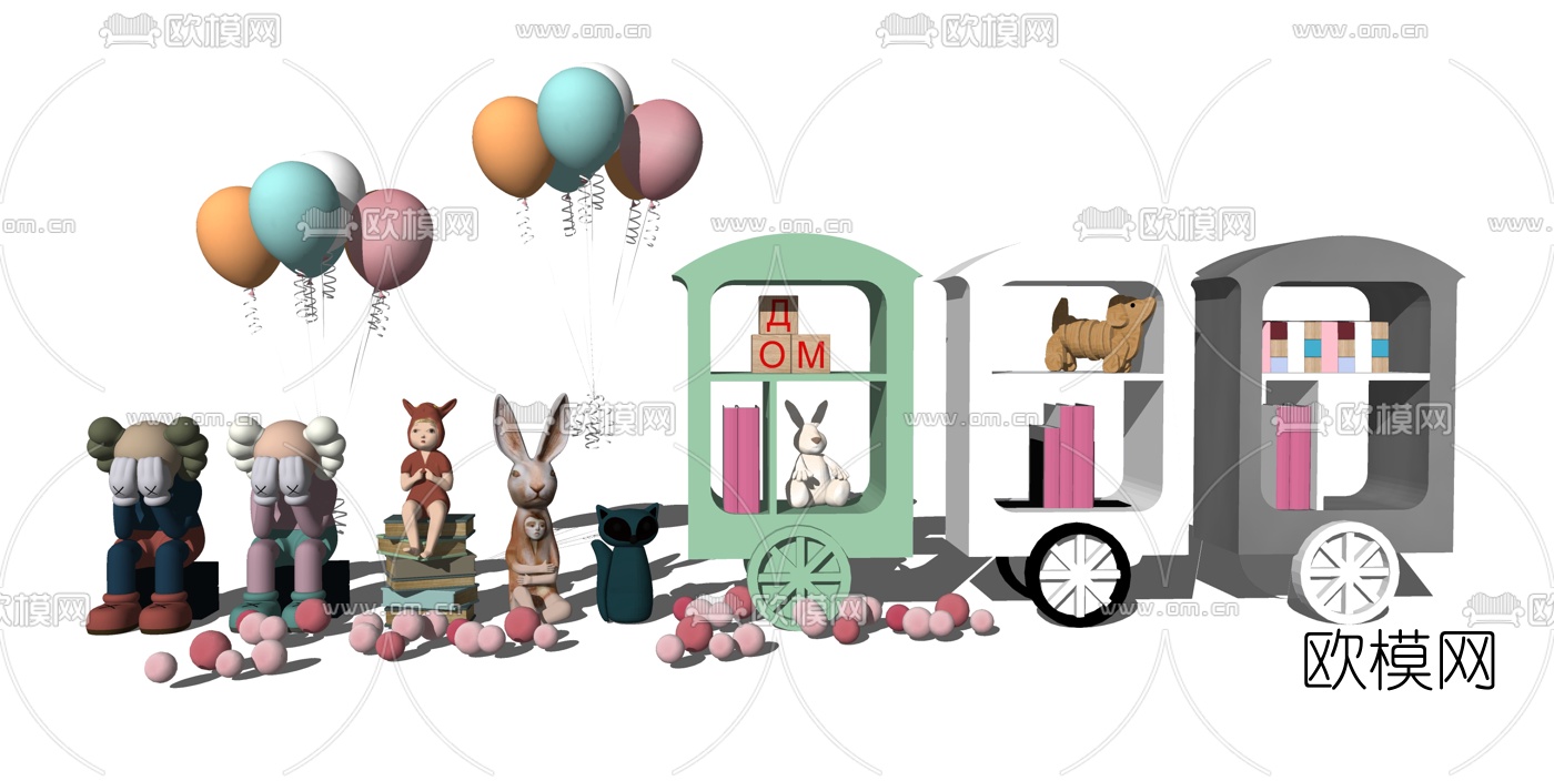 现代儿童玩具摆件su模型下载