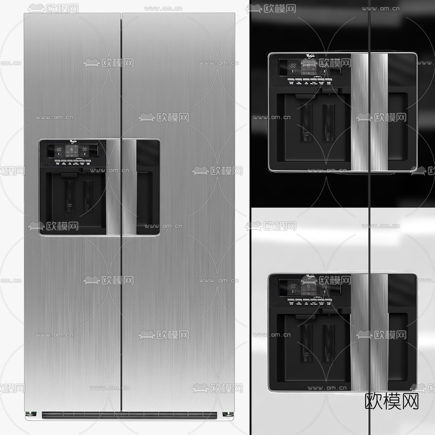 现代智能双门冰箱3d模型