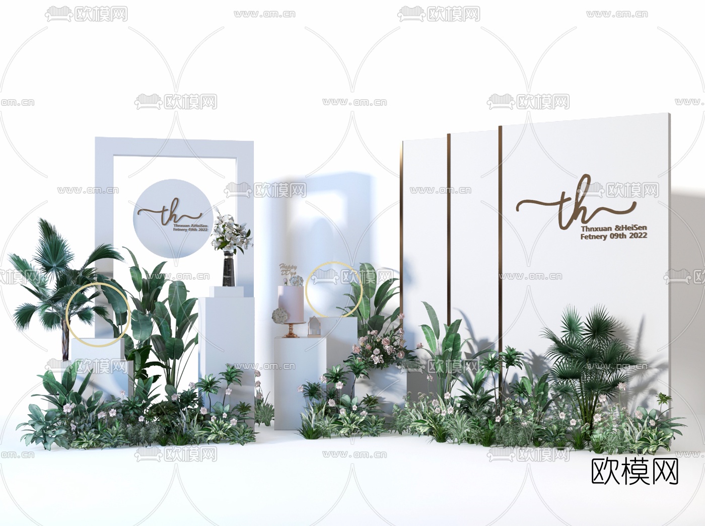 现代植物花卉合影区3d模型下载