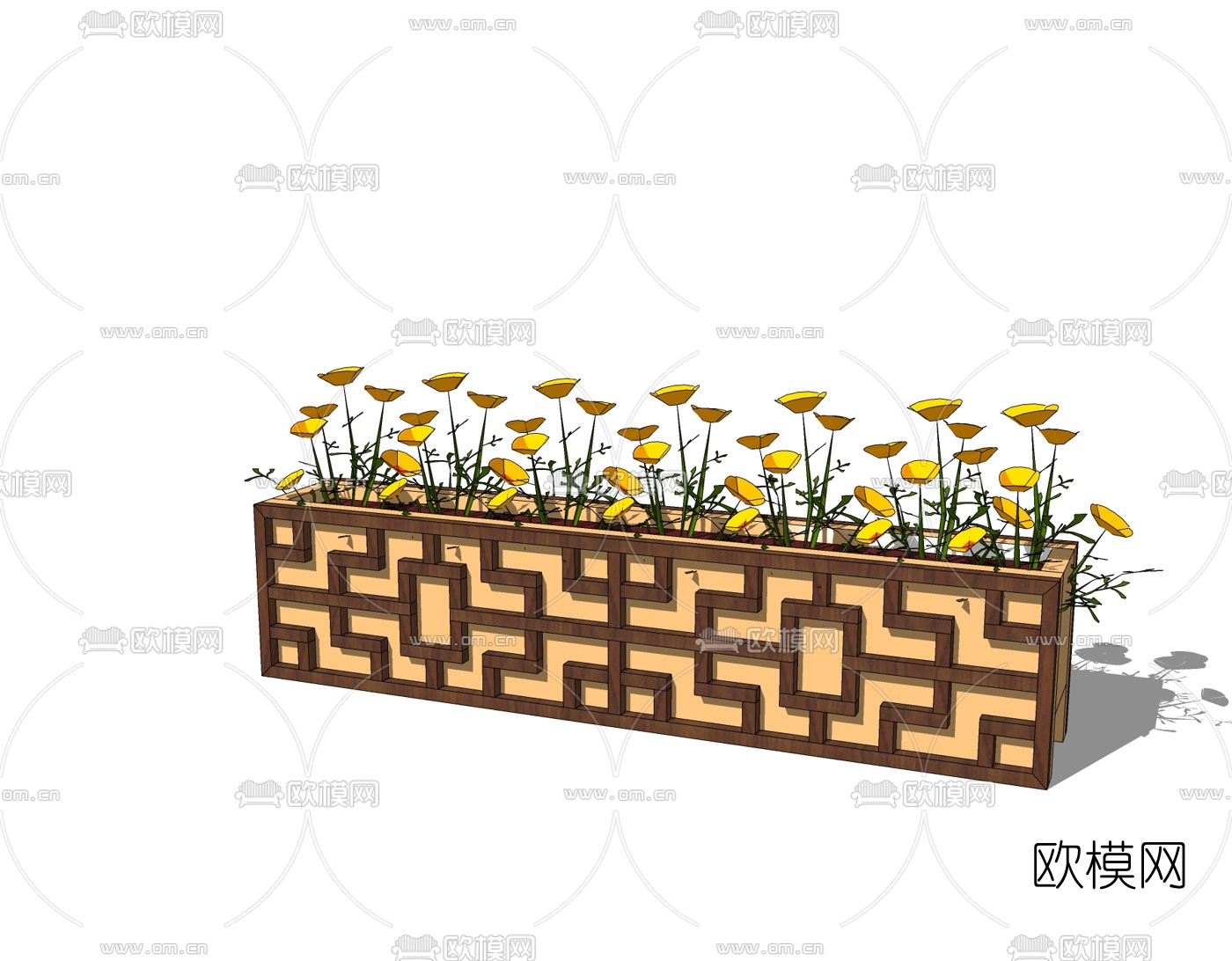 现代花箱免费su模型下载