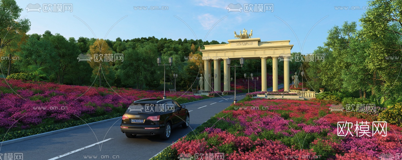 现代公园大门园林景观3d模型