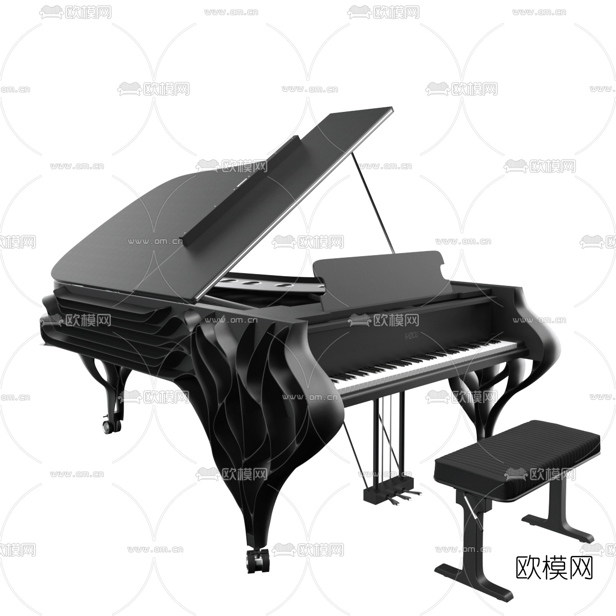 现代三角方形钢琴3d模型下载