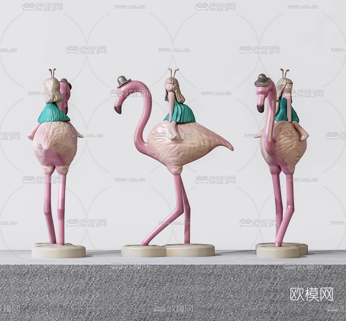 现代火烈鸟装饰品摆件3d模型下载