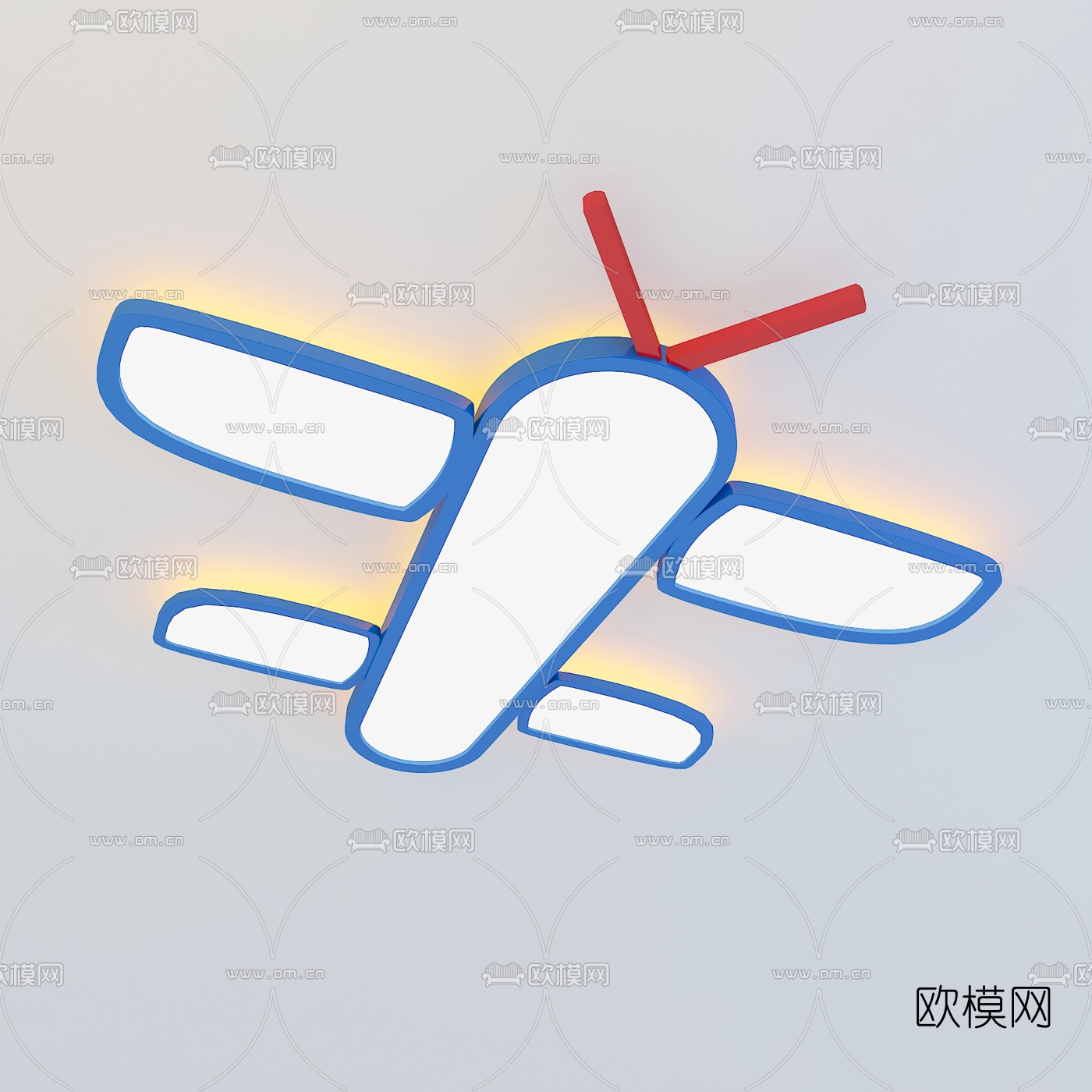 现代儿童卡通吸顶灯3d模型下载（渲染图4）