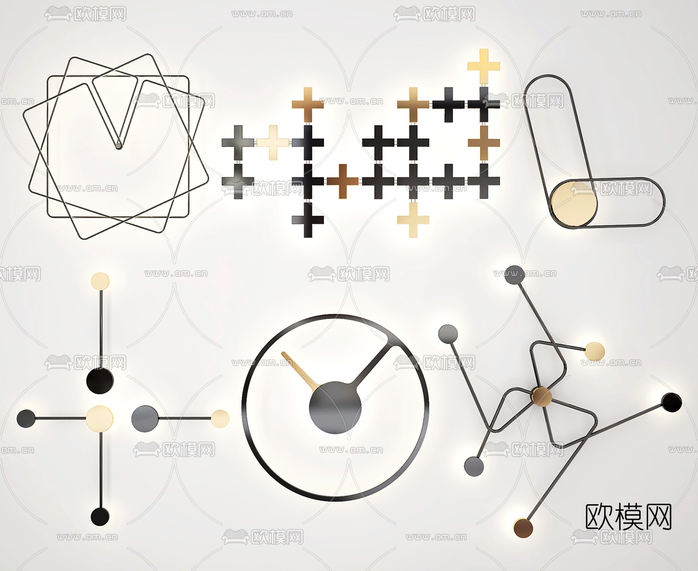 现代简约创意装饰壁灯组合3d模型下载