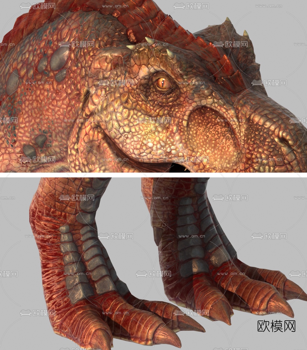 现代霸王龙 恐龙 动物侏罗纪3d模型下载（渲染图2）