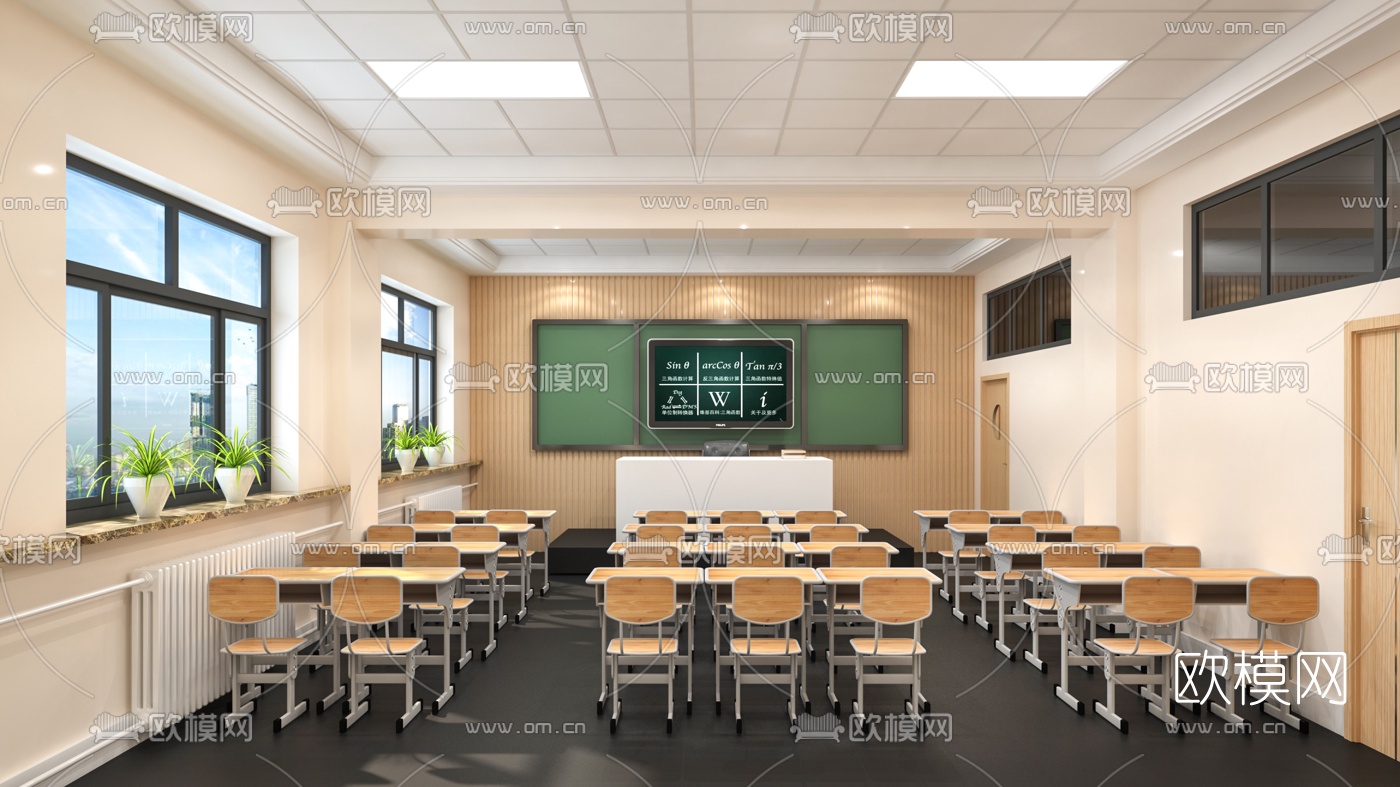 现代学校教室3d模型