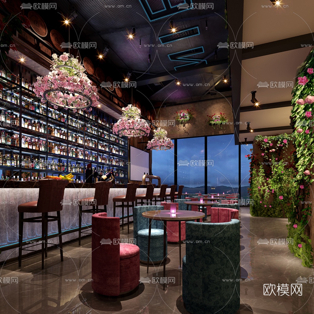 现代酒吧免费3d模型下载（渲染图1）