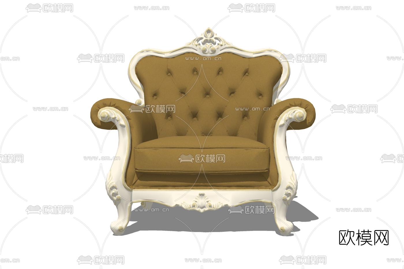 欧式布艺单人沙发免费su模型下载