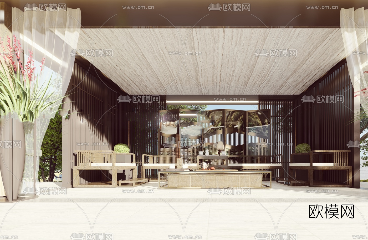 新中式商业会所su模型下载（渲染图5）