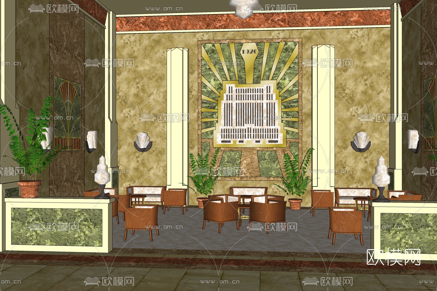 欧式售楼处洽谈区免费su模型下载