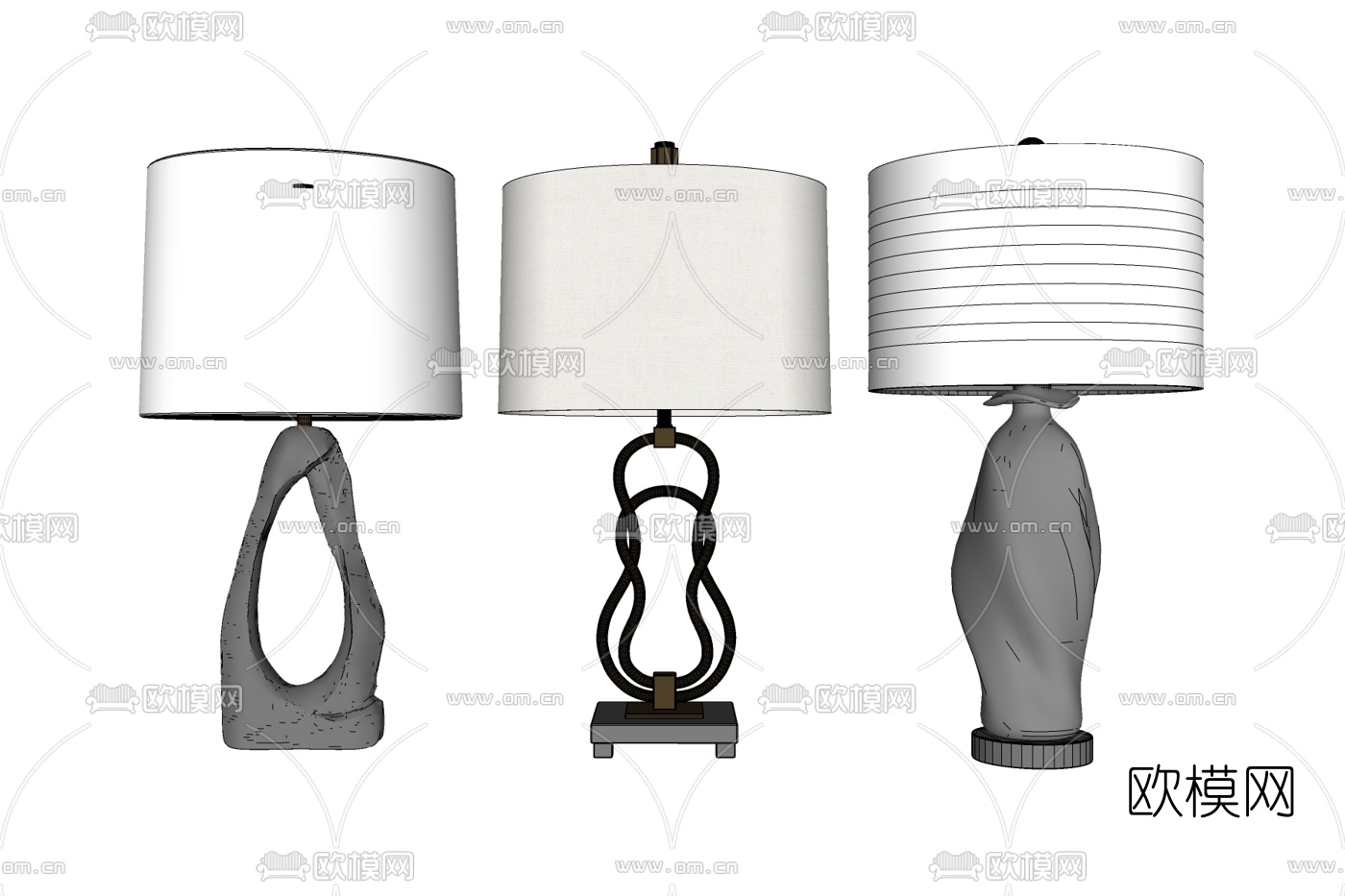 现代金属台灯免费su模型下载