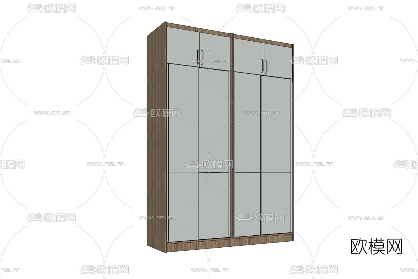 现代实木衣柜免费su模型下载